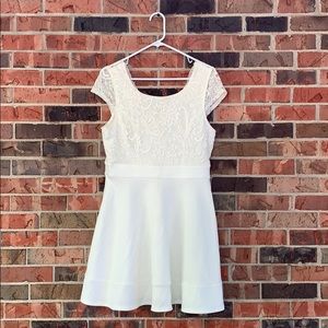 Classy white lace top and silky white bottom